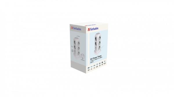 VERBATIM EU Power Tower EUPT-01 Nabíjecí stanice , 11x 230V,  2x USB-C,  2x USB-A5