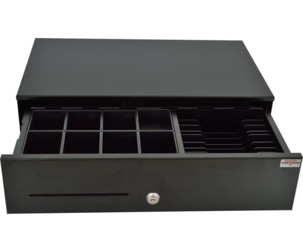 Virtuos pokladní zásuvka SK-500CB s kabelem,  kov. pořadač 8/ 8,  9-24V,  černá