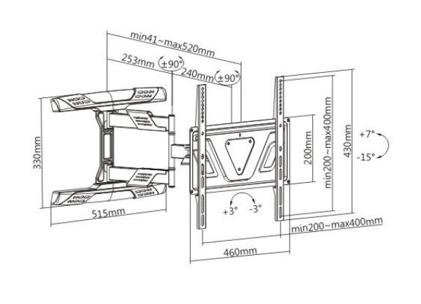 Výsuvný otočný sklopný držák Tv Fiber Mounts Super-1
4
