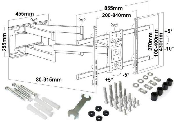Poctivý výsuvný otočný a sklopný držák Tv Ergosolid ONYX-30
4