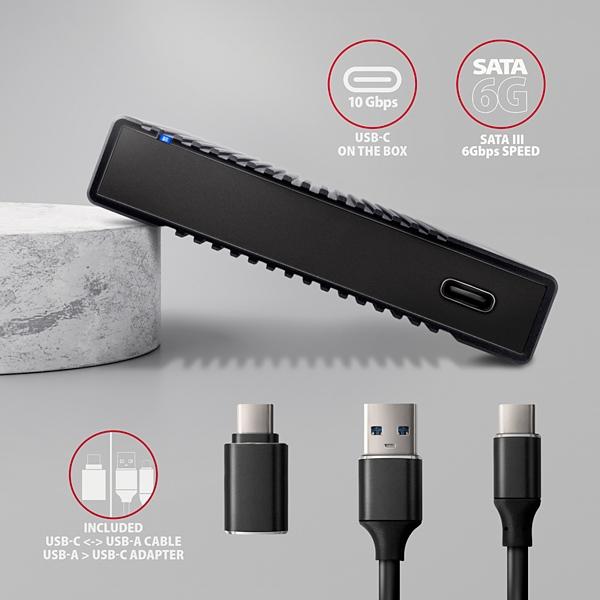 AXAGON EE25-GTR,  USB-C 10Gbps - SATA 6G 2.5" RIBBED box,  čierny4