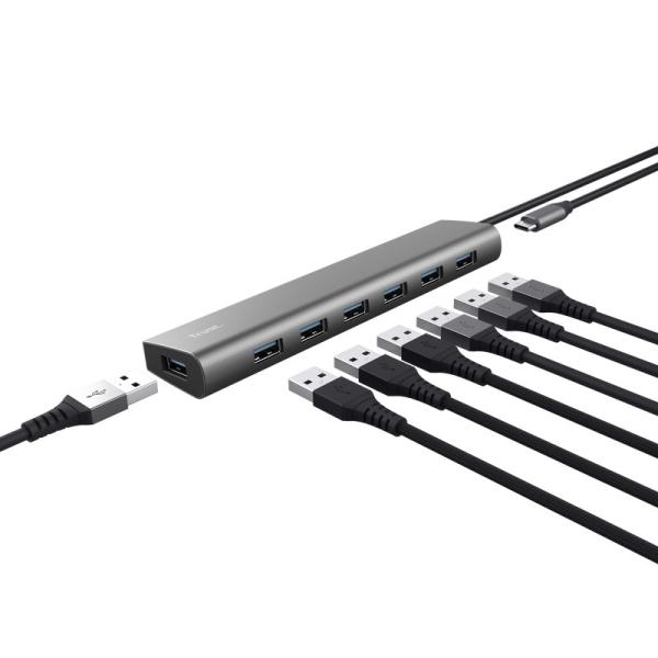 TRUST rozbočovač HALYX,  7portový rozbočovač USB 3.2 Gen10