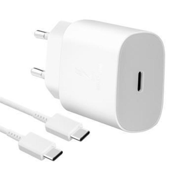 Samsung síťová nabíječka EP-TA800EWE + kabel EP-DA905BWE USB-C,  25W,  bílá,  (bulk)
