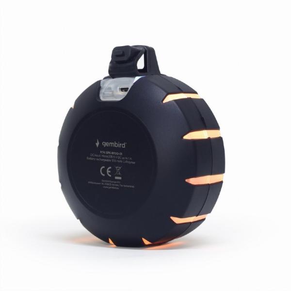 GEMBIRD Repro SPK-BTOD-01,  Outdoor,  Bluetooth,  3W,  RGB LED podsvícení,  černá2