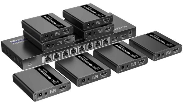 PREMIUMCORD HDMI 1-8 splitter+extender po CAT6/ 6a/ 7,  UHD 4K@30Hz až na 70m