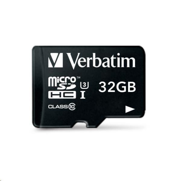 VERBATIM MicroSDHC karta 32GB Pro,  U3 + adaptér