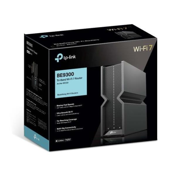 TP-Link Archer BE550 OneMesh/ EasyMesh WiFi7 router(BE9300, 2, 4GHz/ 5GHz/ 6GHz, 1x2, 5GbEWAN, 4x2, 5GbELAN, 1xUSB3.0)5