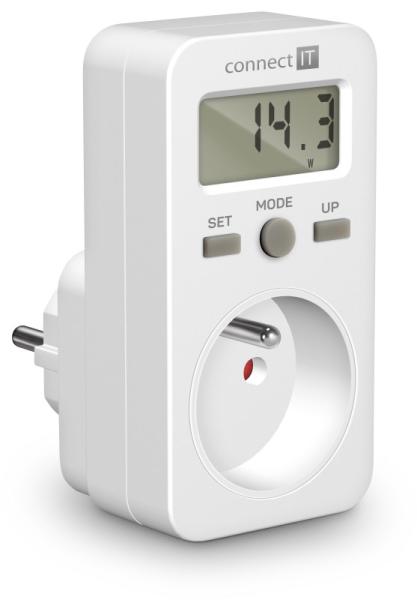 CONNECT IT Digitální měřič PowerMeter,  Měřič spotřeby el. energie,  bílá