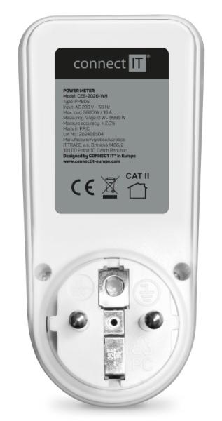 CONNECT IT Digitální měřič PowerMeter Pro,  Měřič spotřeby el. energie,  bílá3