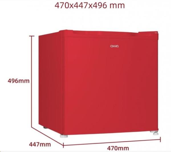 CHiQ CSD46D4RE minibar,  46 litrů,  2 přihrádky,  0 °C až +10 °C,  39 dB,  červený1