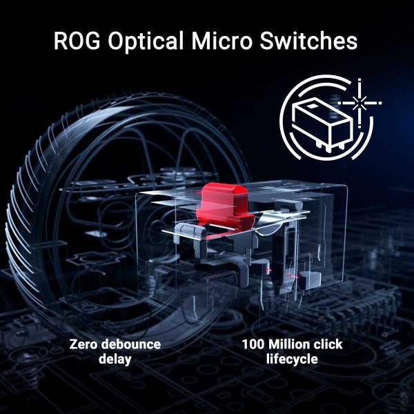 ASUS myš ROG Keris II Ace,  bezdrátová herní myš,  bílá0
