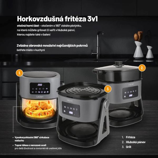 Lauben Glass&Grill Air Fryer 3in1 5500BG - horkovzdušná fritéza1