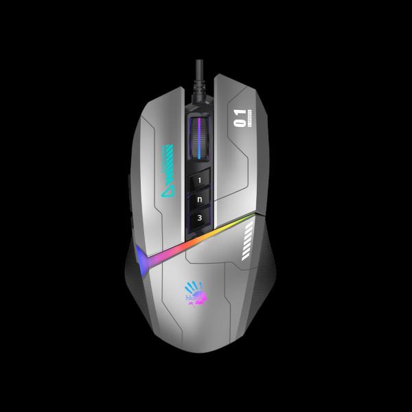 A4tech Bloody Myš W60 Max Activated,  podsvícená herní myš,  12000 DPI,  USB,  Šedá