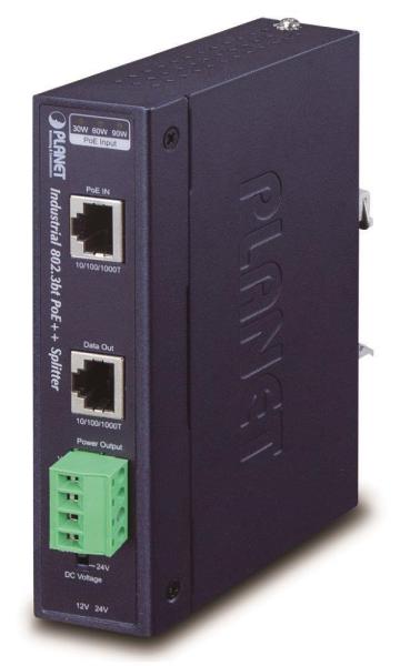 Planet IPOE-173S napájení po ethernetu IEEE802.3bt,  70W,  1xGbE,  DIN,  IP30,  -40 až 75 C