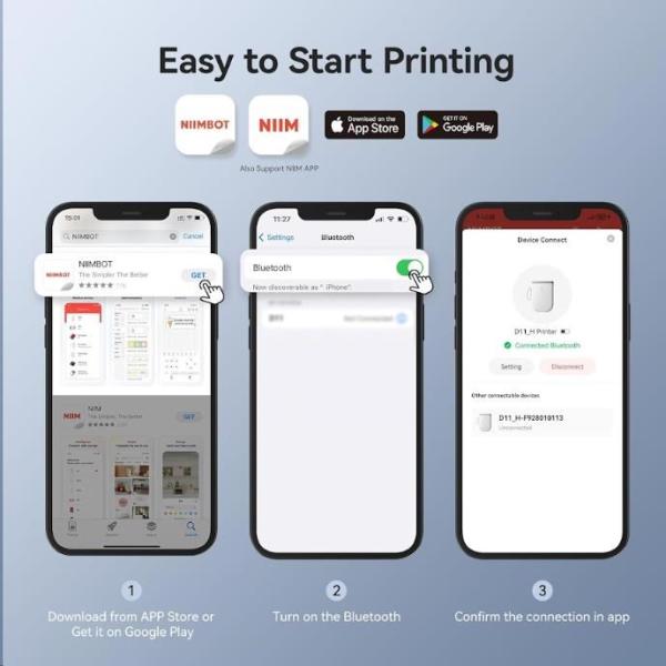Niimbot Tiskárna štítků D11-H Smart,  bílá + role štítků 160 ks6