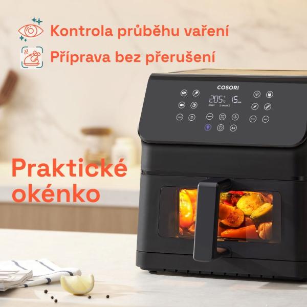 Cosori P653 PREMIUM II Plus Chef edition 6, 2l horkovzdušná fritéza,  černá2