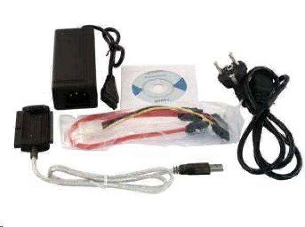 GEMBIRD Kabel adaptér USB 2.0 - IDE 2, 5"/ 3, 5" + SATA (redukce + napájecí zdroj)0