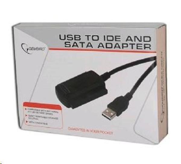 GEMBIRD Kabel adaptér USB 2.0 - IDE 2, 5"/ 3, 5" + SATA (redukce + napájecí zdroj)2