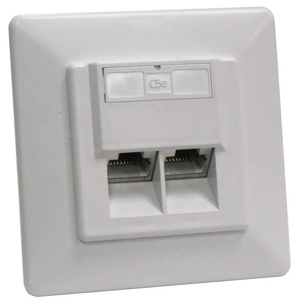 Zásuvka STP 2x RJ45 Cat5E,  duální svorkovnice,  pod omítku