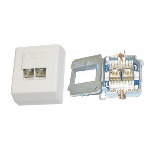 Zásuvka Profi STP 2x RJ45 Cat5E,  krone,  na omítku