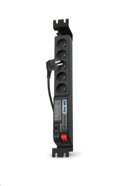 19" rozvodný panel ACAR 5x230V,  vypínač,  indikátor napětí,  přepěťová ochrana,  kabel 3m
