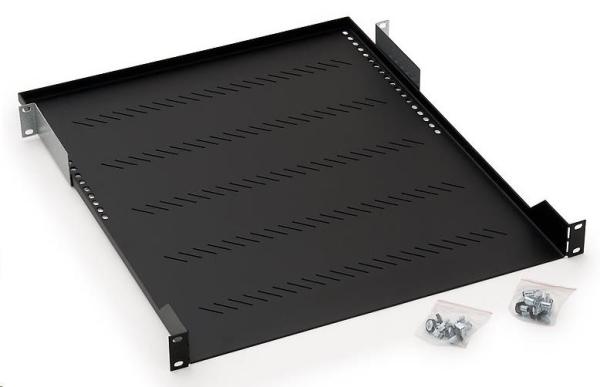 TRITON Regál s perforáciou 19", 1U/ 350 mm, nosnosť 40 kg, čierny