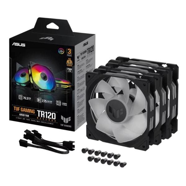 ASUS ventilátor TUF GAMING TR120 ARGB Reverse,  3x120mm,  černá5