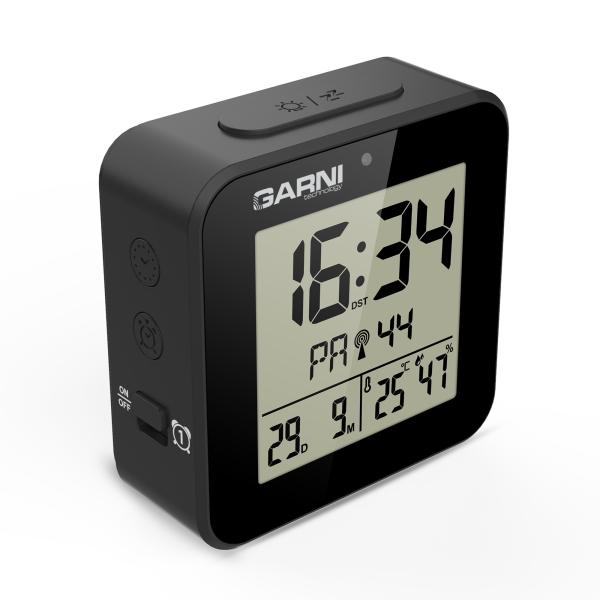 GARNI 138B - digitální budík s teploměrem a vlhkoměrem,  černá3