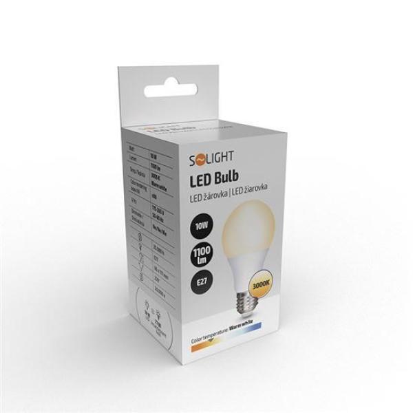 Solight LED žárovka,  klasický tvar,  10W,  E27,  3000K,  270°,  1100lm1