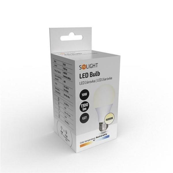 Solight LED žárovka,  klasický tvar,  10W,  E27,  4000K,  270°,  1100lm1