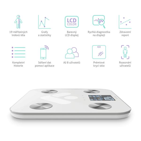 TrueLife FitShape S6 BT - Bioelektrická impedanční bluetooth váha - bílá7