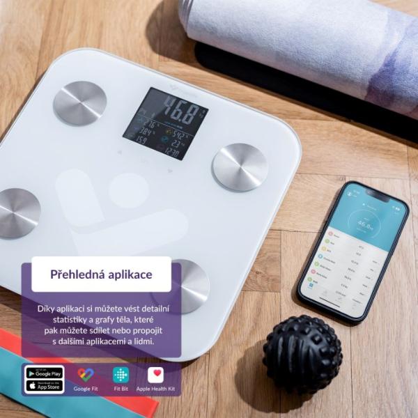 TrueLife FitShape S6 BT - Bioelektrická impedanční bluetooth váha - bílá5