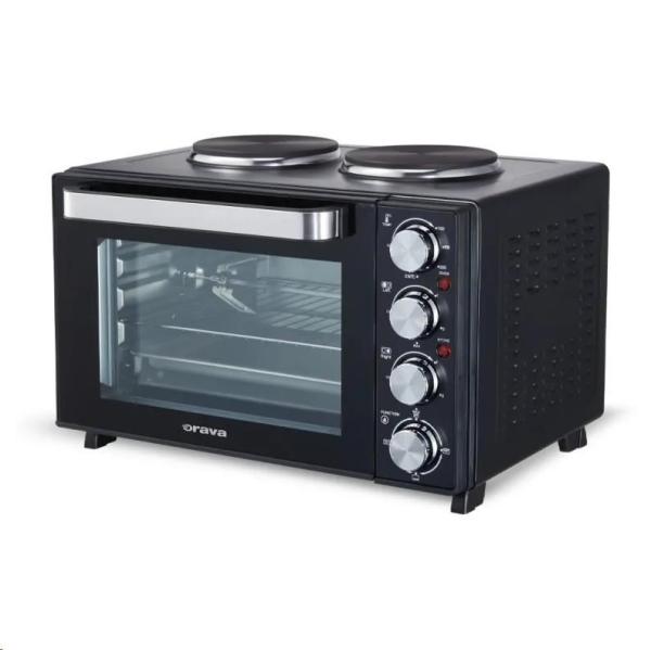 Orava Elektra-X28 elektrická trouba s dvouplotýnkou,  28 L,  2600 W,  grilovací rošt,  černá1