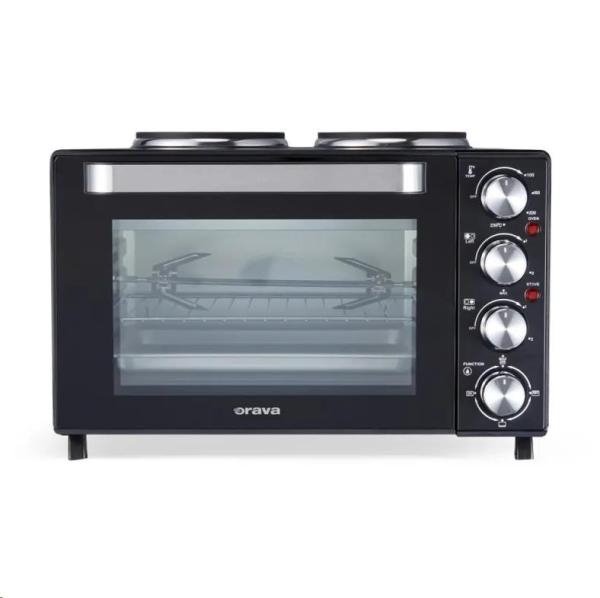 Orava Elektra-X28 elektrická trouba s dvouplotýnkou,  28 L,  2600 W,  grilovací rošt,  černá2