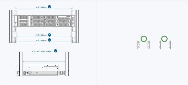 QNAP RAIL-S01 sada krátkých kolejnic,  ližiny1