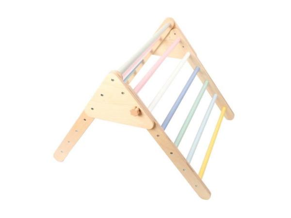 Dřevěný Piklerové trojúhelník set s montessori prknem - pastelový1