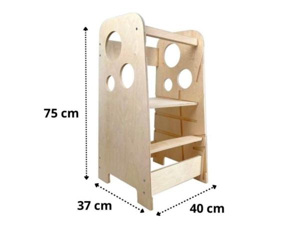 Rostoucí učící věž 3v1 Bublina Max 75 cm,  přírodní (natur)4