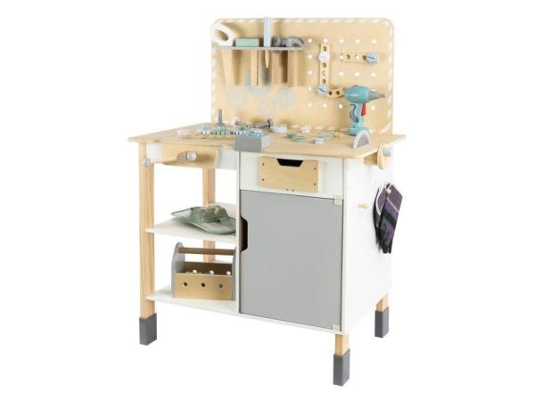 Velký dřevěný dětský ponk s nářadím a rozšířeným příslušenstvím + opasek na nářadí ZDARMA1