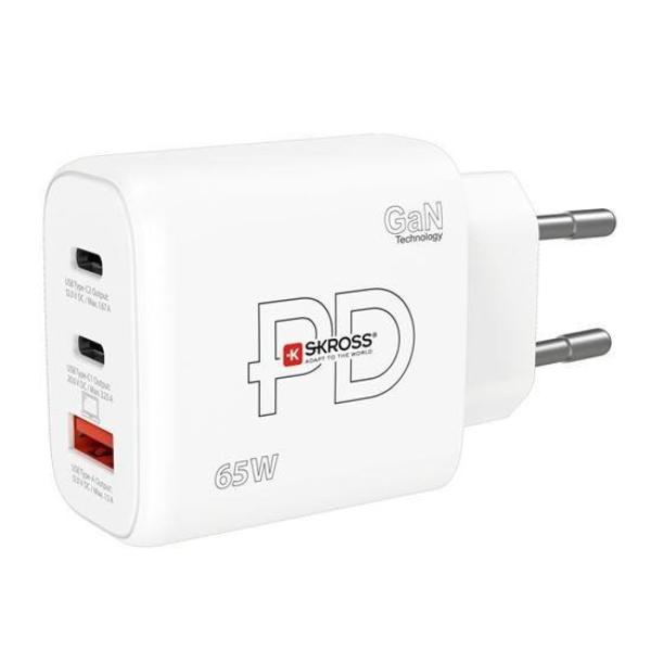 SKROSS USB A+C nabíjecí adaptér Power charger 65W GaN EU,  Power Delivery,  typ C