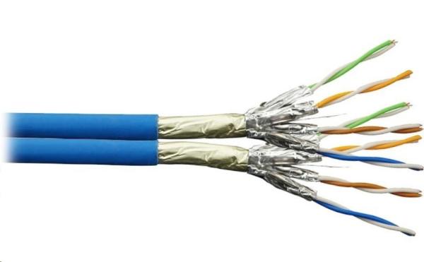PLANET FTP Cat6a 2x 4pár 500m,  FTP,  drát,  Cat6a,  2x 4p,  500MHz,  LS0H,  stíněný každý pár + celkové stínění,  modrý,  duplex