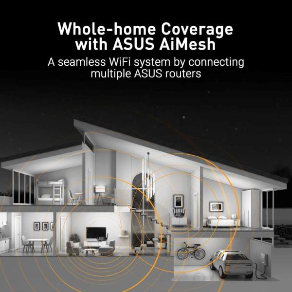 ASUS TUF-BE6500 (BE6500) WiFi 7 Extendable Gaming Router,  4x 2.5G,  AiMesh8