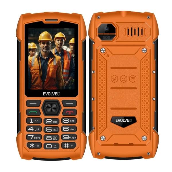 EVOLVEO StrongPhone H1, IP68 odolný Dual SIM telefón, 2, 8" LCD, 5000mAh, Powerbanka, oranžový