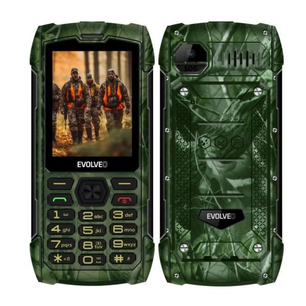 EVOLVEO StrongPhone H1, IP68 odolný Dual SIM telefón, 2, 8" LCD, 5000mAh, Powerbanka, lovec. kamufláž