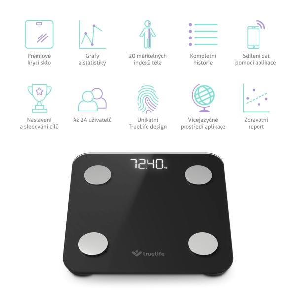 TrueLife FitScale W1 BT Black - bioelektrická impedanční bluetooth váha5