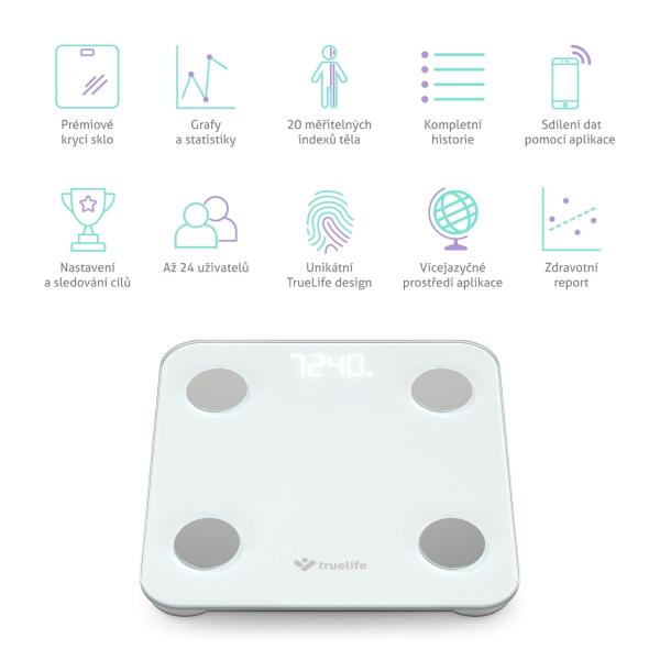 TrueLife FitScale W1 BT White - bioelektrická impedanční bluetooth váha4
