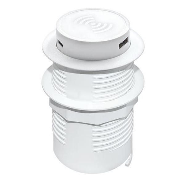 Solight bezdrátová 15W + USB A+C 20W PD výsuvná nabíječka,  bílá3
