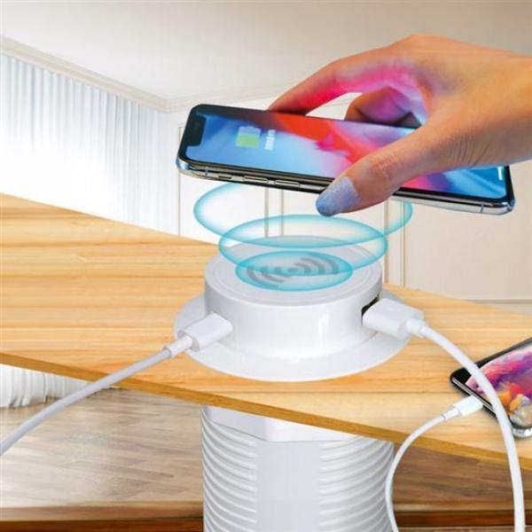 Solight bezdrátová 15W + USB A+C 20W PD výsuvná nabíječka,  bílá6