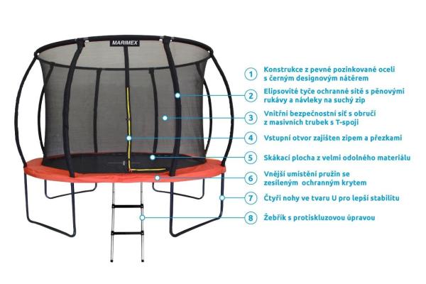 Marimex Premium trampolína 366 cm + vnitřní ochranná síť + schůdky ZDARMA2