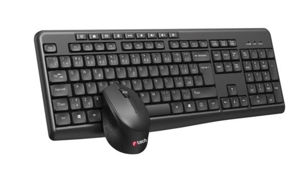 Klávesnice C-TECH WLKMC-04, bezdrátový combo set s myší, černý, USB, CZ/ SK