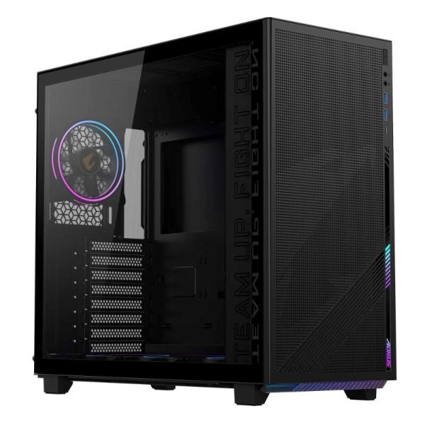 GIGABYTE case GB-AC400G ST,  Mid Tower,  1x USB-C,  2x USB3.0,  Průhledná bočnice,  4x ARGB 120mm Fan,  černá